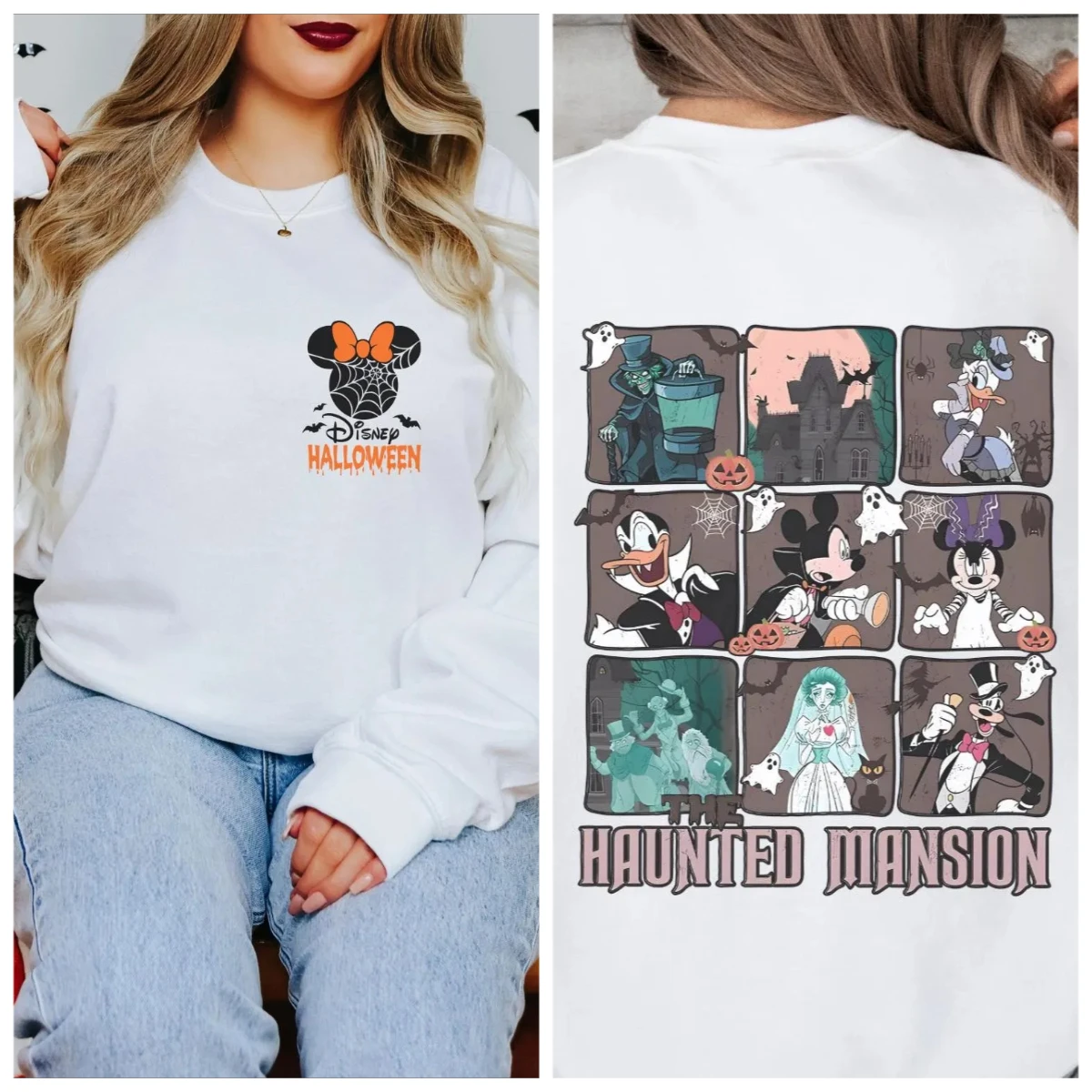 سويت شيرت ديزني ذا هانتيد مانشن سترة ديزني للهالوين ميكي آند فريندز للهالوين برقبة دائرية