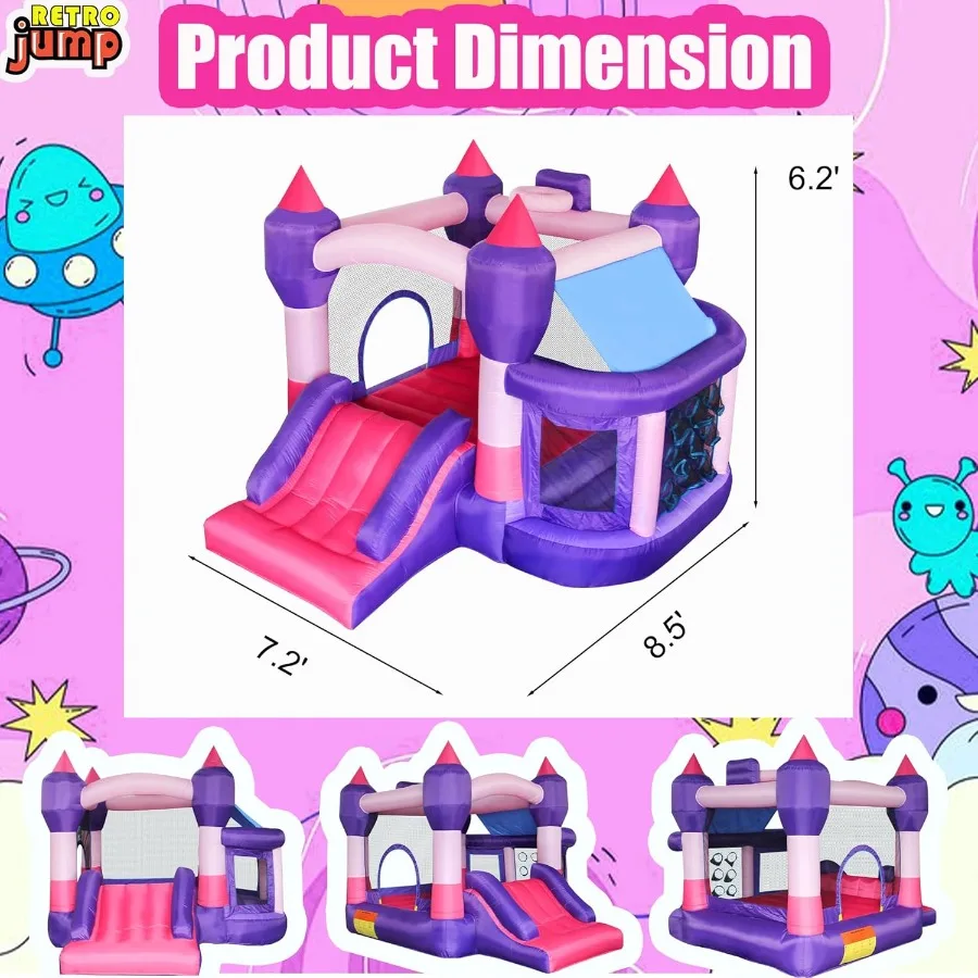 バウンスハウス、子供用トランポリン、屋外用インフレータブルバウンスハウス、送風機付きインフレータブルバウンサー、ボールピットとバスケットボール