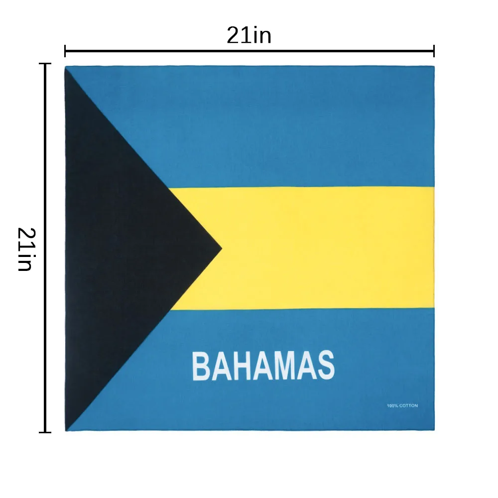 100% Cotton Bahamas Flag Bandana Biking Cycling Hiking Headband Caribbean Countries' Flag Kerchief Men Hip Hop Headwrap Gift