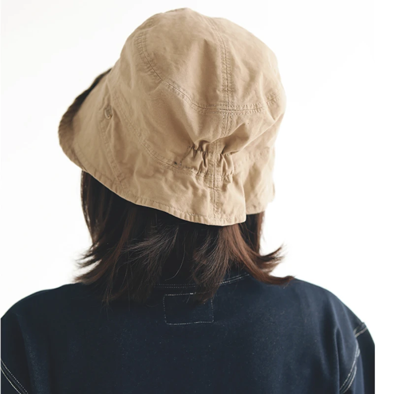 Woman Washed Cotton Forward Curl Edges Bucket Hat Spring/summer Japanese Industrial Style Retro Basin Caps