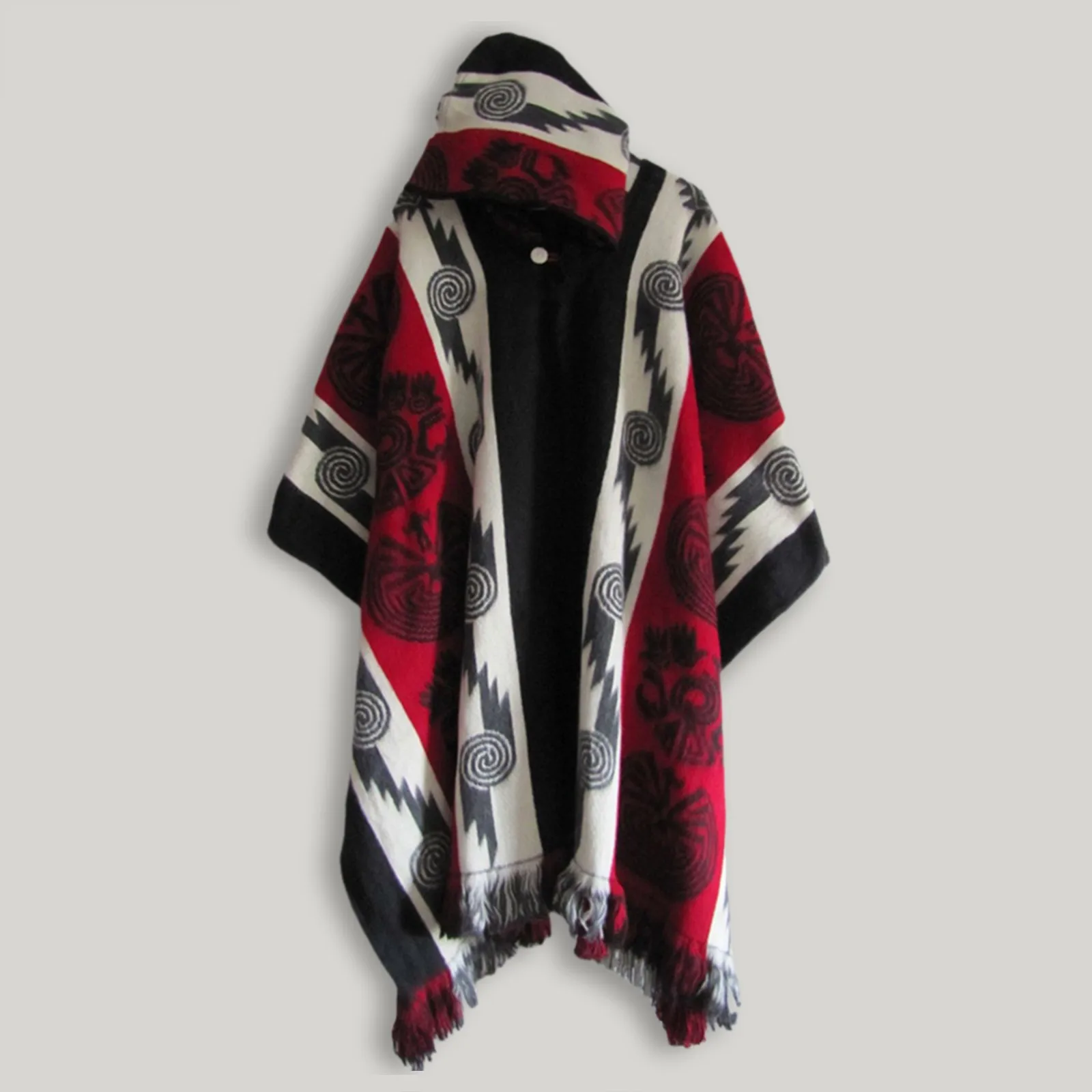 

Autumn Winter Women Shawls 2024 Outdoor Knitted Vintage Ethnic Pattern Printed Poncho Shawl Ladies Casual Hooded Cloak Shawl