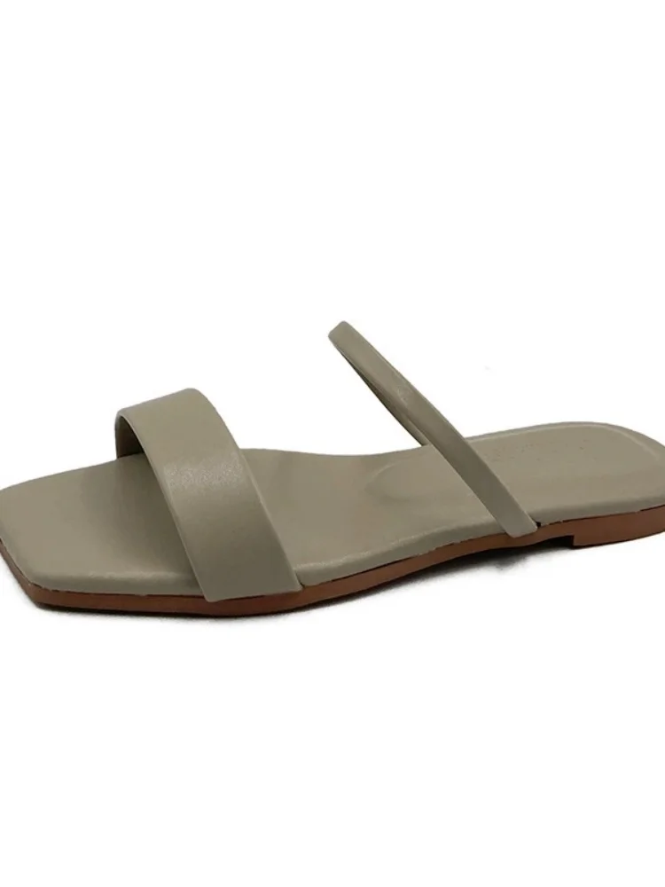 Fangtou Женские крутые тапочки Fish Mouth One Word, плоская подошва