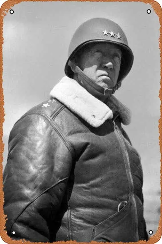 Retro Tin Signs General George S Patton During World War II Vintage Art, Retro Metal Poster, Vintage Wall Art, Living Room Deco