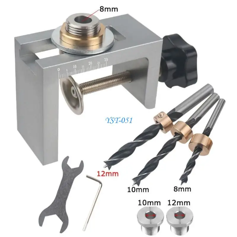 E15A النجارة ثقب الحفر دليل محدد ثقب فتاحة قالب للخزائن #4