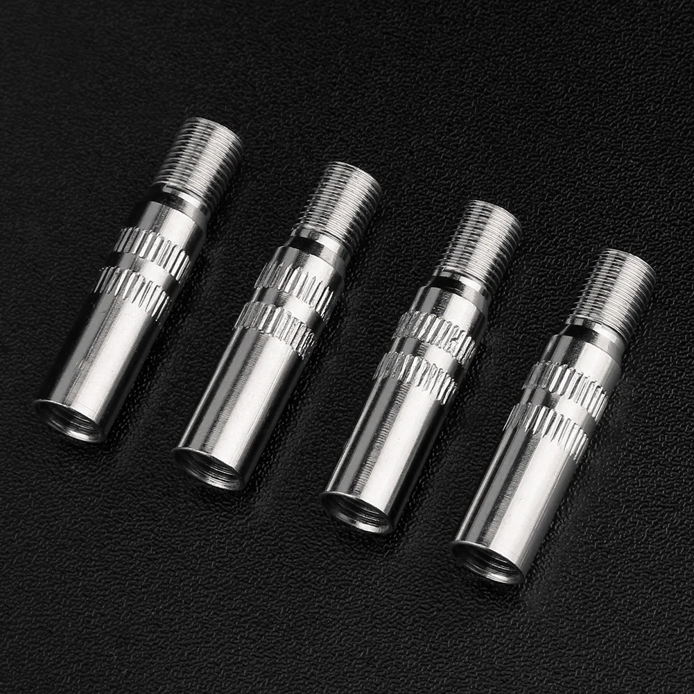 4-16pcs 39mm Screw-on Valve Cap Stem Extension Extenders Metal Silver Auto Car Truck Wheel Tyre Tire Cap Extender Adapter