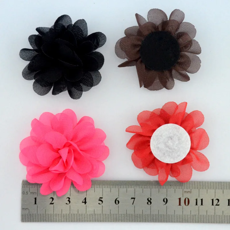 5cm 20pcs Chiffon Fabric Flowers Diy Headwear Corsage Decoration Sewing Clothing Hats Accessories Flower Head Wholesale