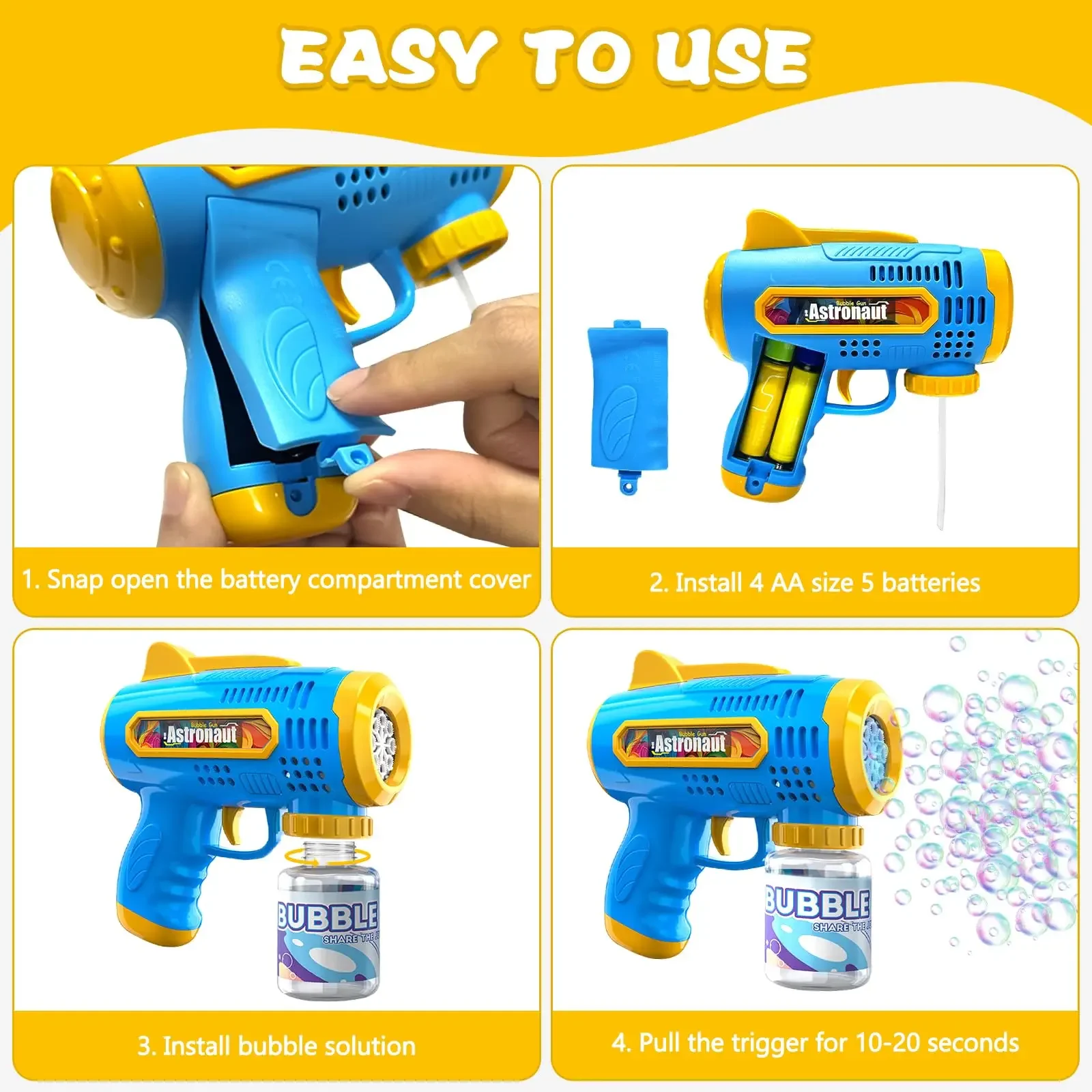 Seifenblasenpistole, automatische Seifenblasenmaschine für Kinder, auslaufsicheres Seifenblasenspielzeug, tragbares Park-Blasengebläse für Kinder