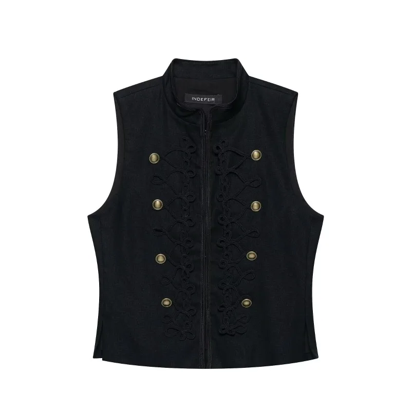 A Best-selling Cross-border European American Style Retro Versatile Rope Knot Buckle Fitted Vest Elegant and Stylish Casual Coat