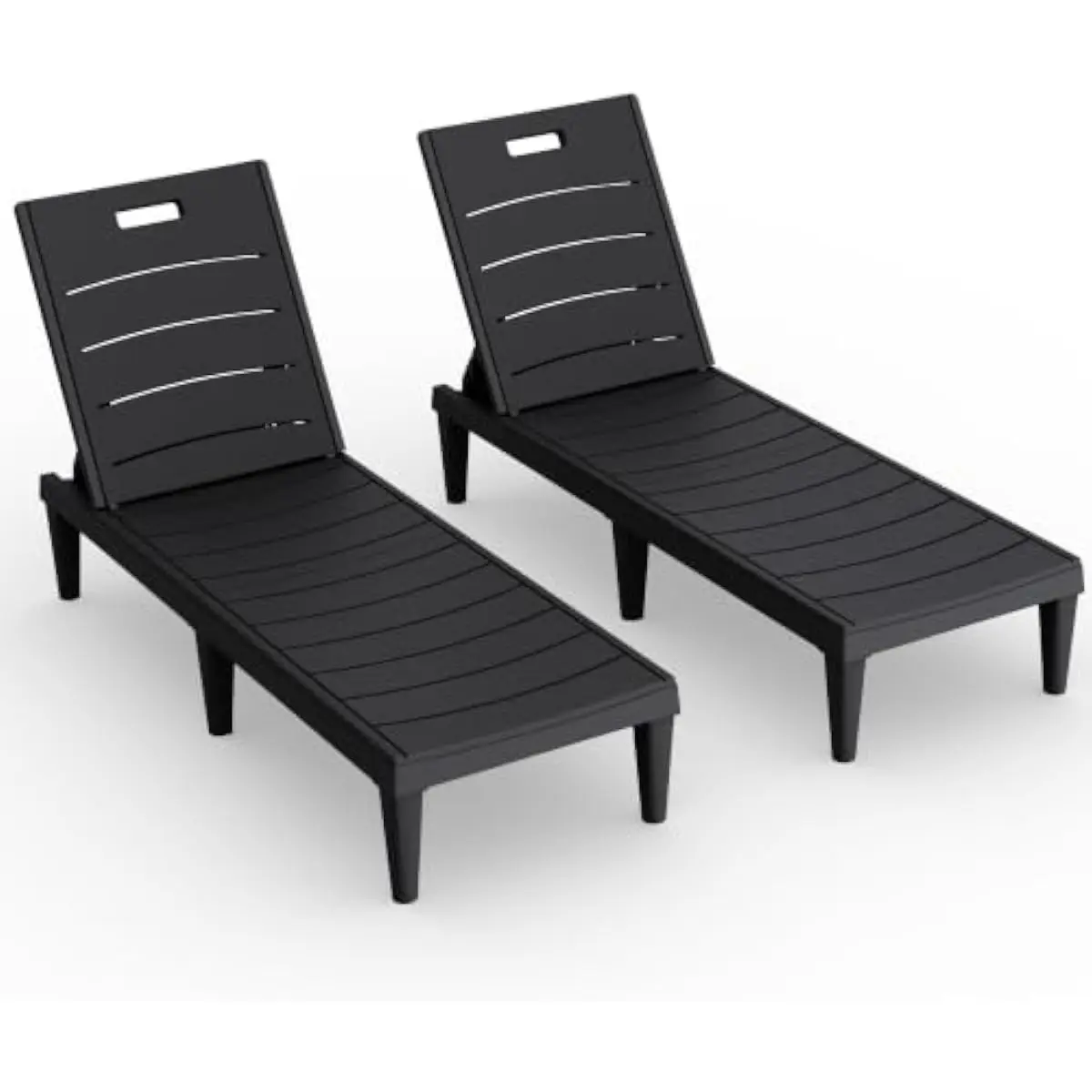Outdoor PP Chaise Lounge Set 2 pcs | 72 inch Weatherproof Design | 5-Position Reclining Backrest | 300 lb Static Load Rated | To
