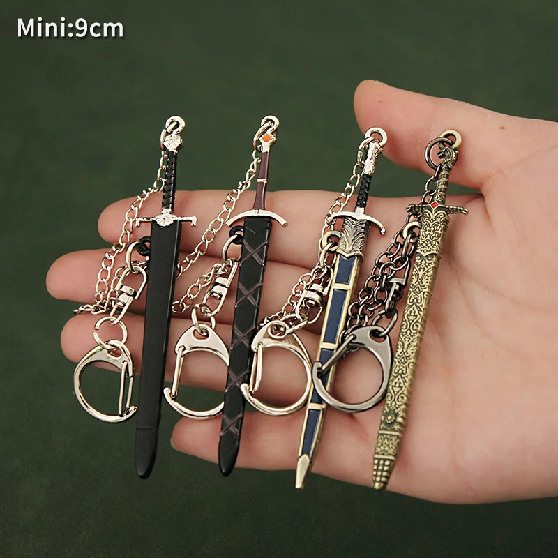 9cm Mini Longclaw Sword Keychain Game of GOT Thrones 1/12 Medieval Style Metal Weapon Model Home Ornament Equipment Collection