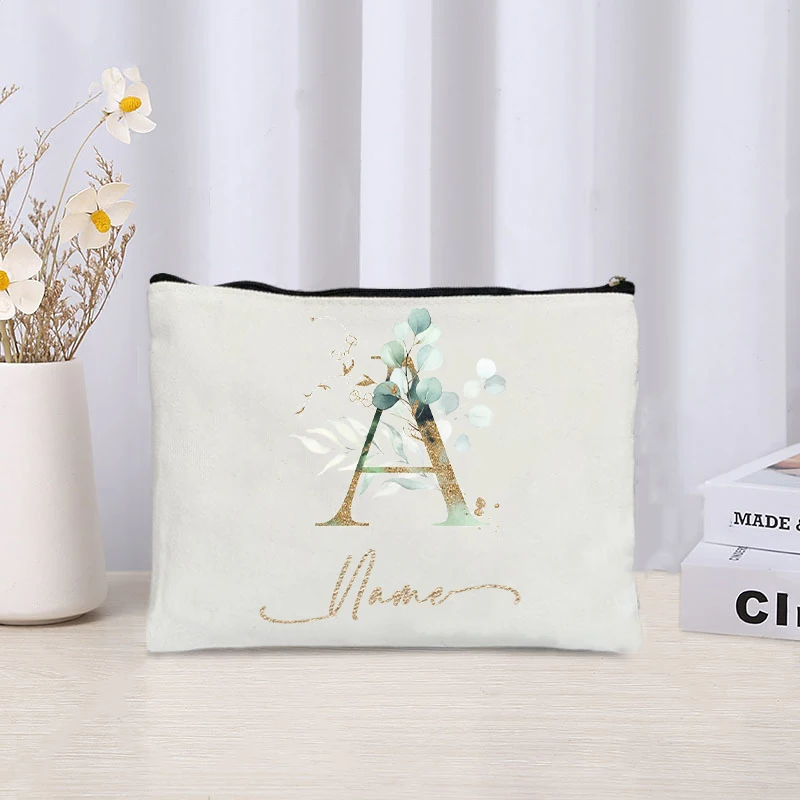 Bolsa de maquiagem personalizada para meninas, nome personalizado inicial, caso cosmético, dama de honra professores presente, bolsa de higiene pessoal, presente Festival