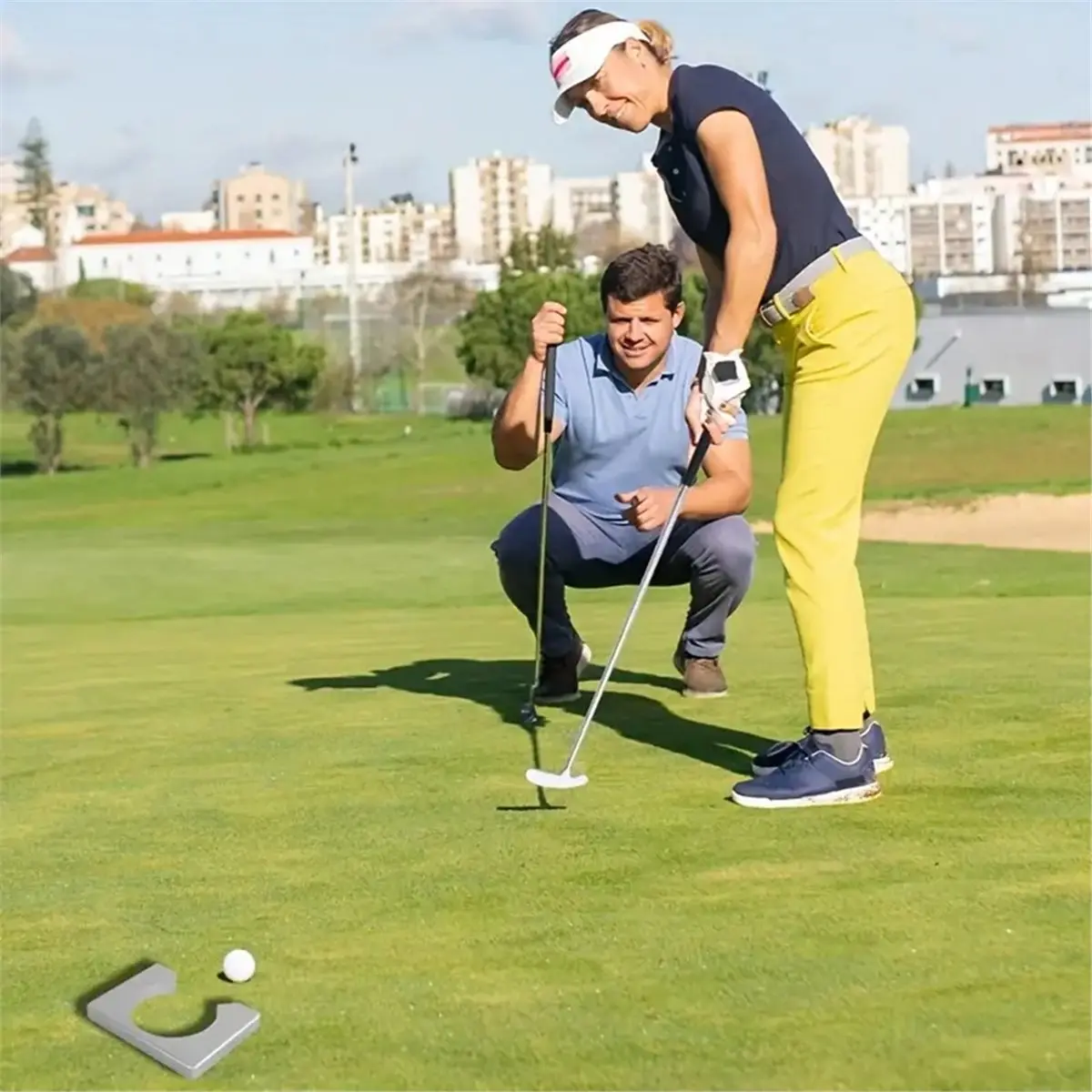 (A75U] Mini Indoor Putting Green - Game with Putter, Hole Cutter, Putting Cup Golf Kit