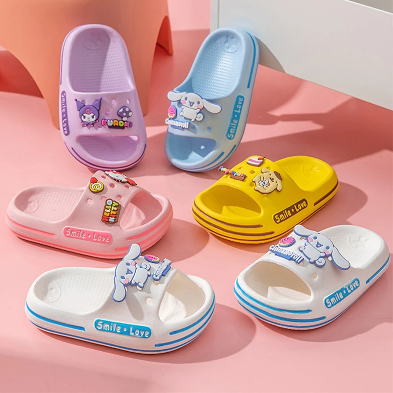 Sanrio Boys girls Slippers Soft Hello Kitty Cinnamoroll Platform Non-Slip Comfortable Flip Flops Outdoor Beach Sandals Gift