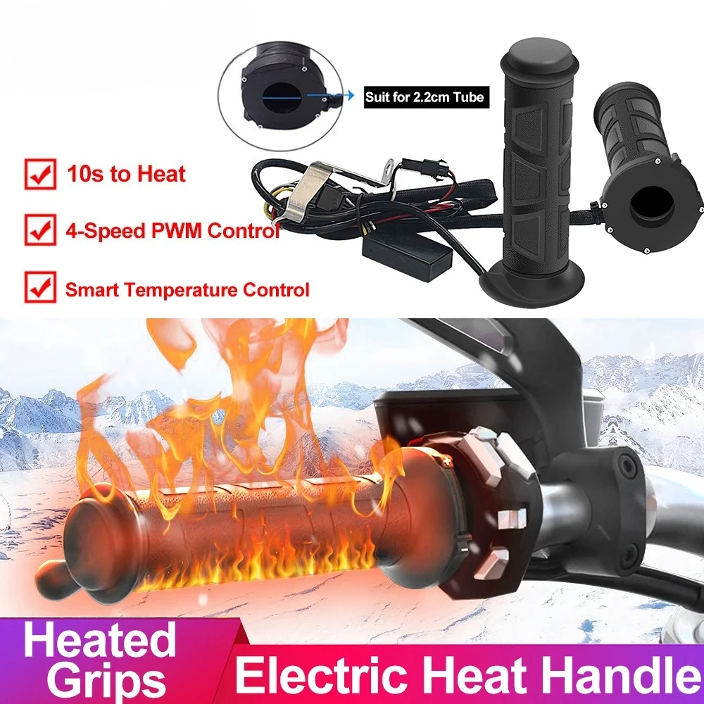 

Motorcycle Hand Heated Grips Electric Molded Grips Scooter Moped Bar Hand Warmer+22mm motocross vespa Adjustable Hot Grip Handle