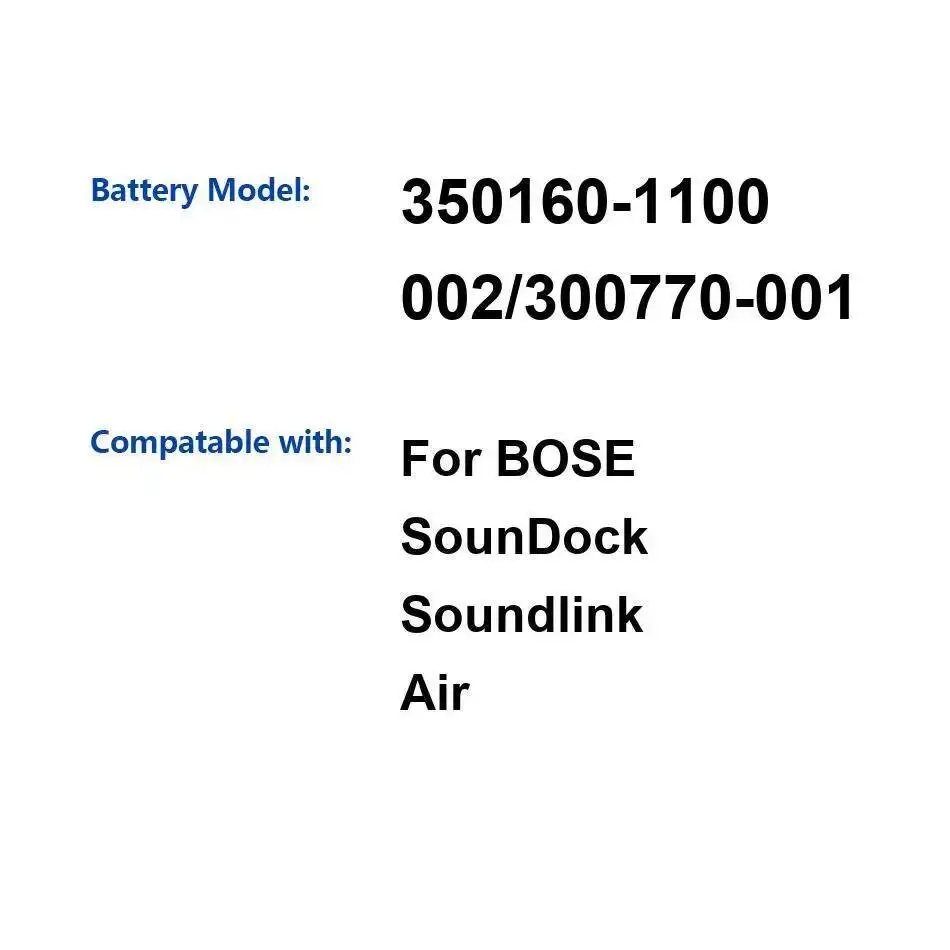 Para bose soundock soundlink ar 2200mah bateria de alto-falante bluetooth desempenho de longa duração 350160-1100 002 300770-001