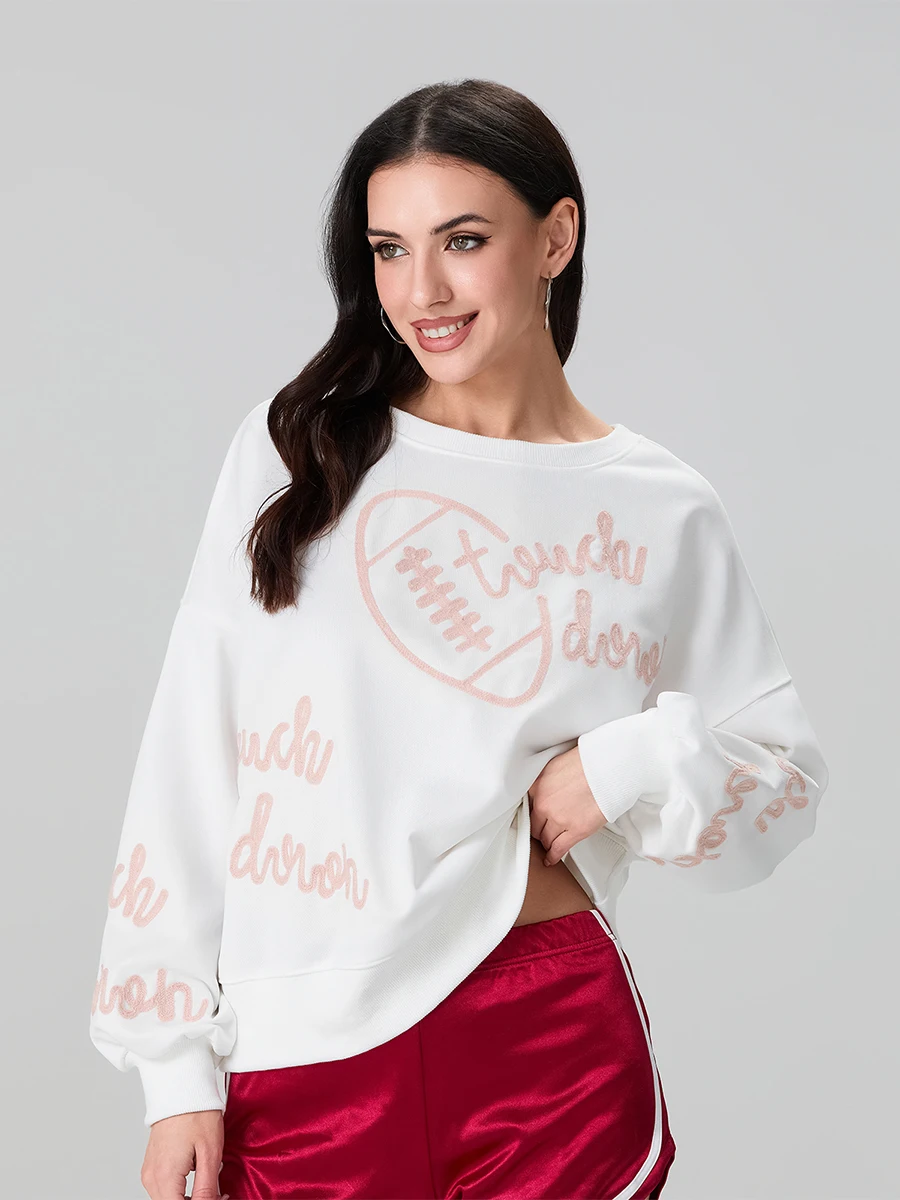 Sudadera de fútbol para mujer, jersey de manga larga con cuello redondo, ropa de calle informal