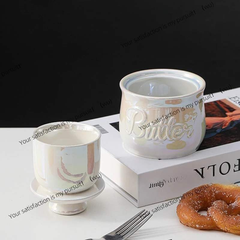 Ceramic butter tank cheese butter storage tank with lid set household tallow tank can be determined color