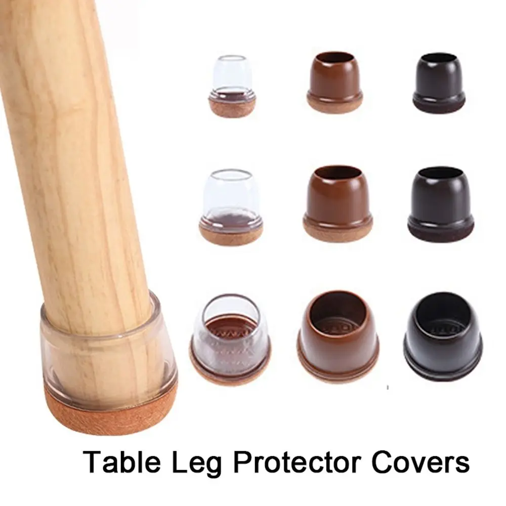 4PCS TPE Table Leg Protector Covers Felt Floor Protectors Table Foot Pads Circular Non-Slip Furniture Protection Pads Table Leg