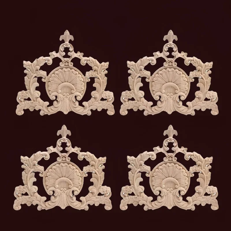 

Solid wood decal French European wedding living room background wall door head flower decoration carved hollow corner flower
