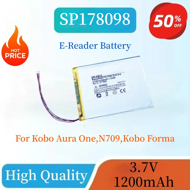 

Высококачественный новый SP178098 3,7 В 1200 мАч аккумулятор для электронной книги DR-KB13 для Kobo Aura One, N709, Kobo Forma аккумулятор для электронной книги