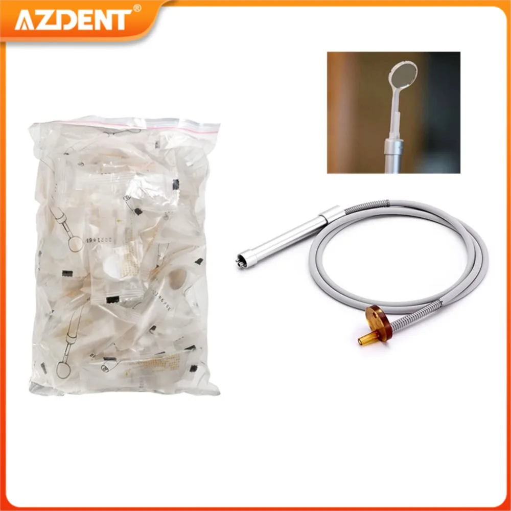 AZDENT-Juego de espejos de succión de Saliva Dental, 50 Uds., espejo de boca antiniebla de succión de plástico, mango de acero inoxidable, tubo de silicona