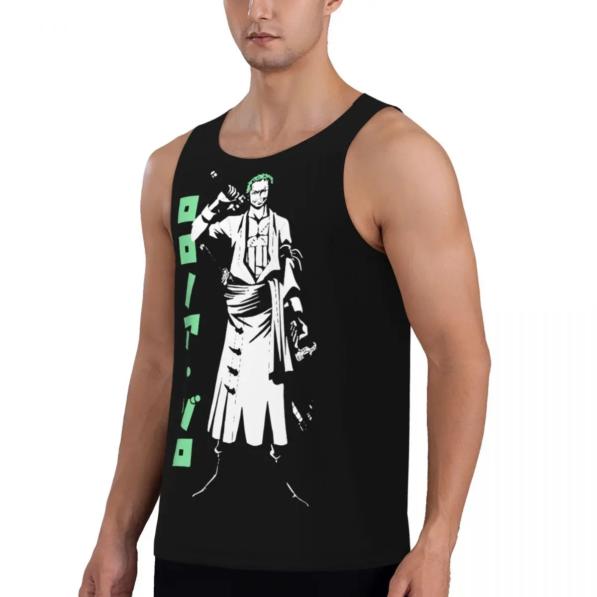 Quick Dry Zoro Training Tank Tops Roronoa Zoro Swordman One Piece Manga Sleeveles Top Bodybuilding Fitness Gym Compression Vests