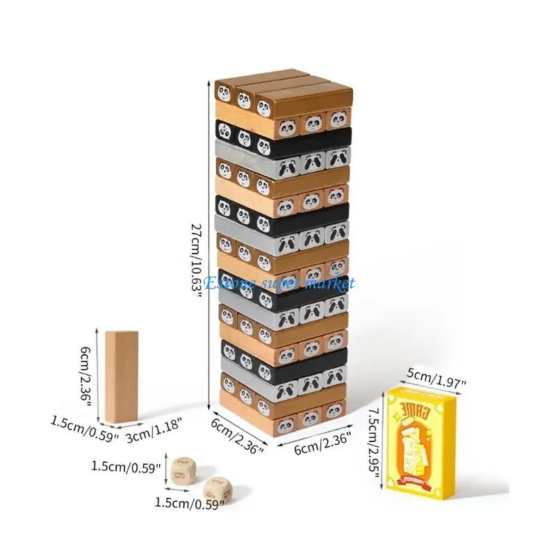 090B Wooden Building Block Sensory Stacking Toy Balancing Puzzle Block Fine Motor Skill Training Toy Tumble Tower Party Props