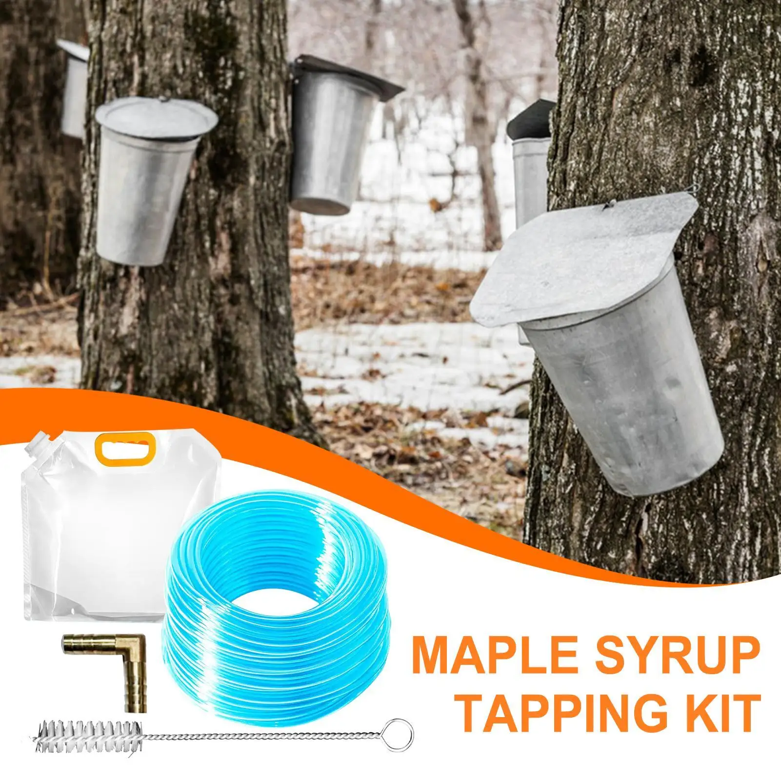Maple Syrup Tree Tapping Kit Maple Sap Elbow Set Tree Tap Filter Collection Tubes Reusable Bag and Brush for Home Garden