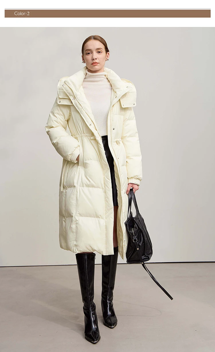 AMII Down Jacket 2025 Winter New Casual Warm Solid Color Hooded Straight Long Down Coat Zipper Long Sleeves Women's Top 12544149
