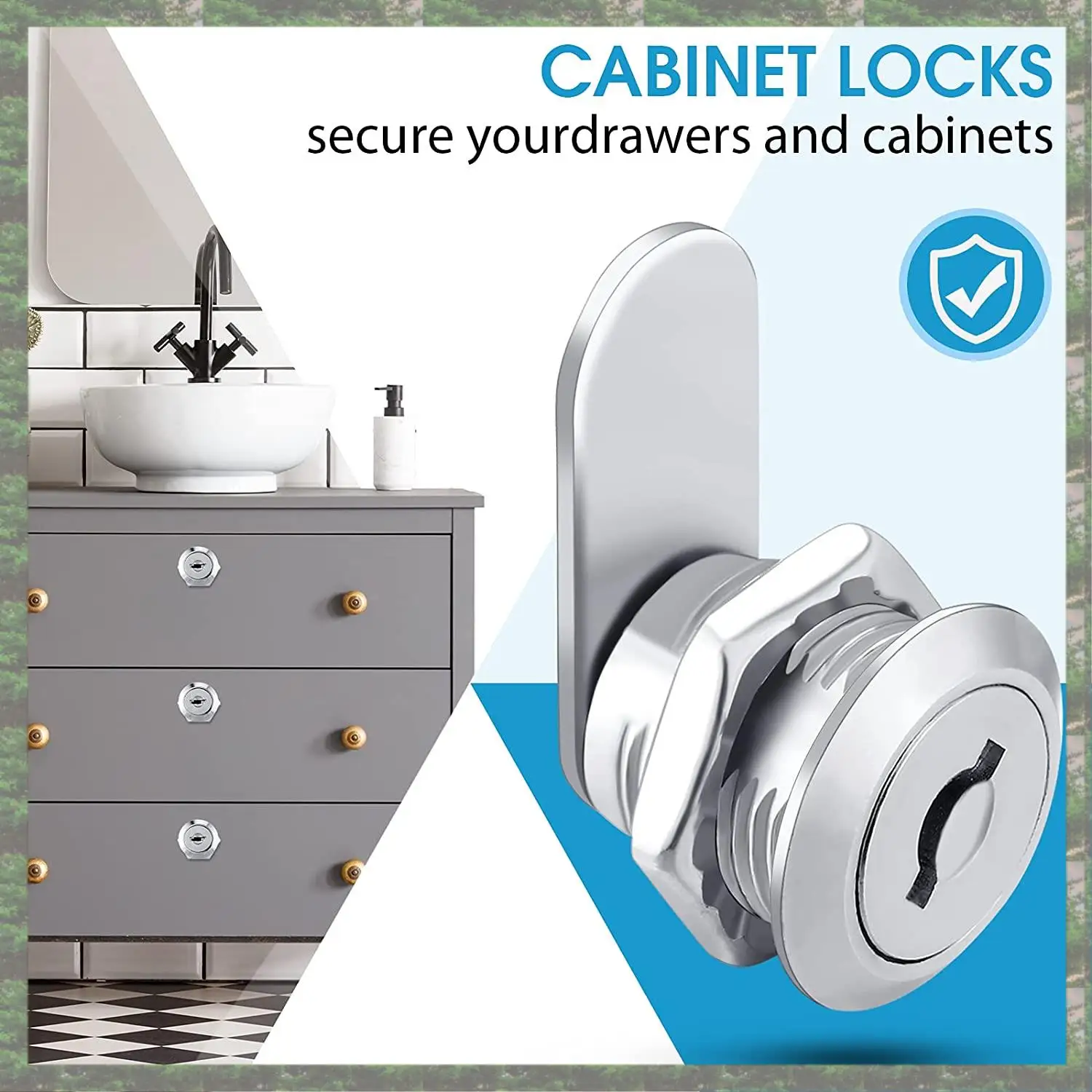16 Pieces Cabinet Cam Lock Keyed Alike Cylinder Cam Lock 5/8 Inch Zinc Alloy Drawer Lock Secure File Cylinder Lock Keyed