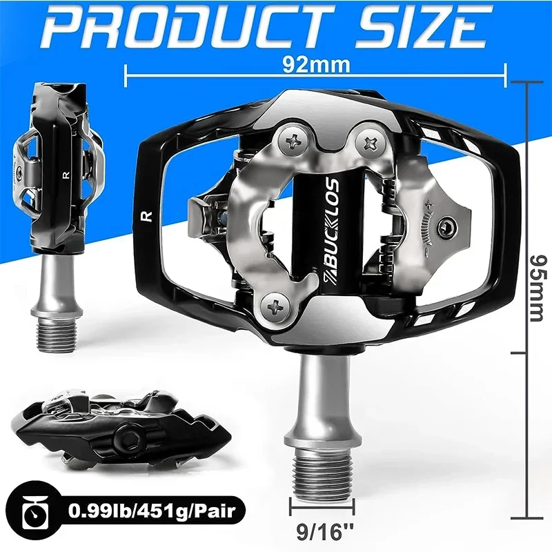 BUCKLOS for SPD Clipless Pedal MTB Mountain Bike Clip in Dual Sided Pedals Self-locking Lock Bicycle Pedal for M8020 M9100