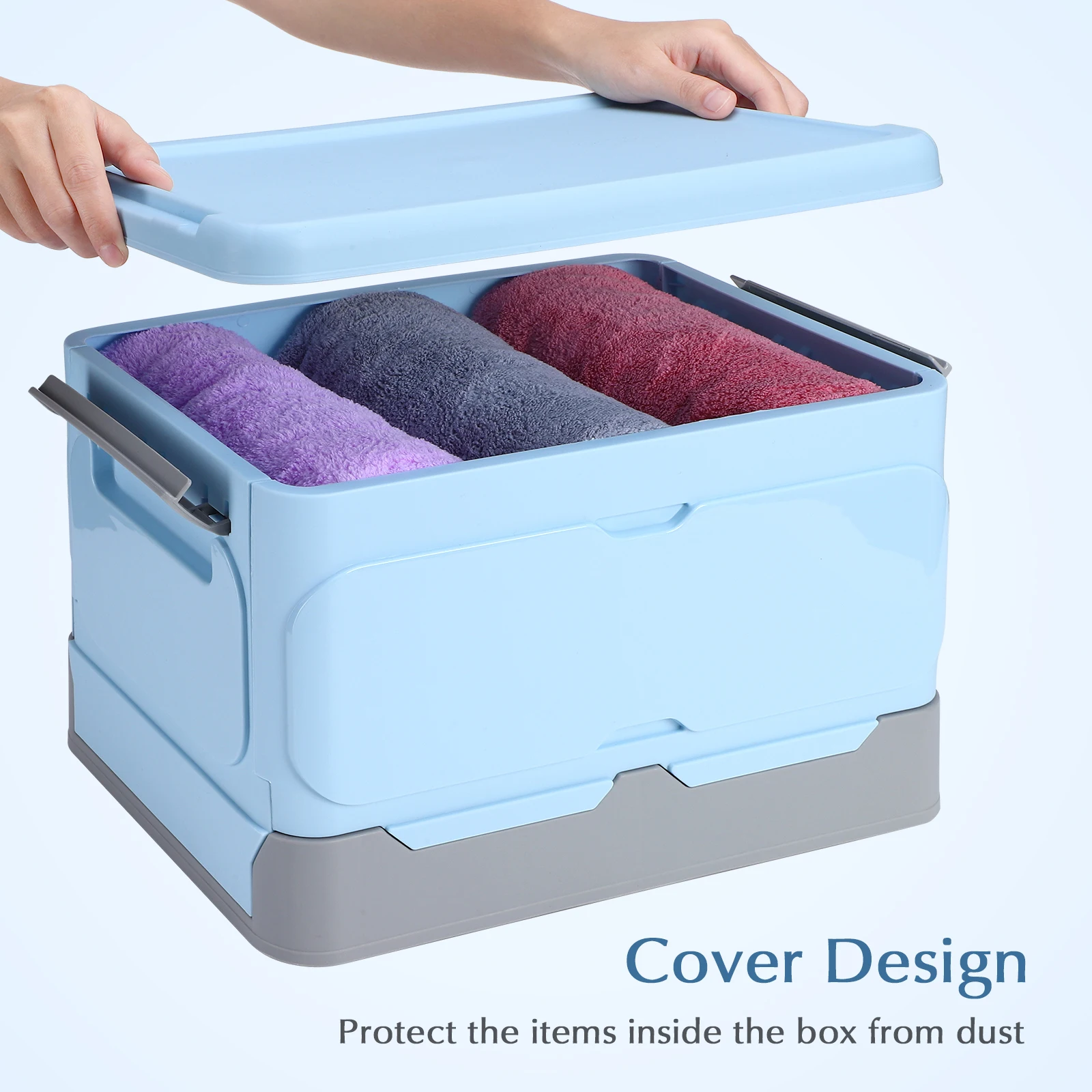 

2 Pcs Storage Box Thick Material Blue Color Space Saving Containers For Collapsible Storage Bins Home Travel Car Trunk