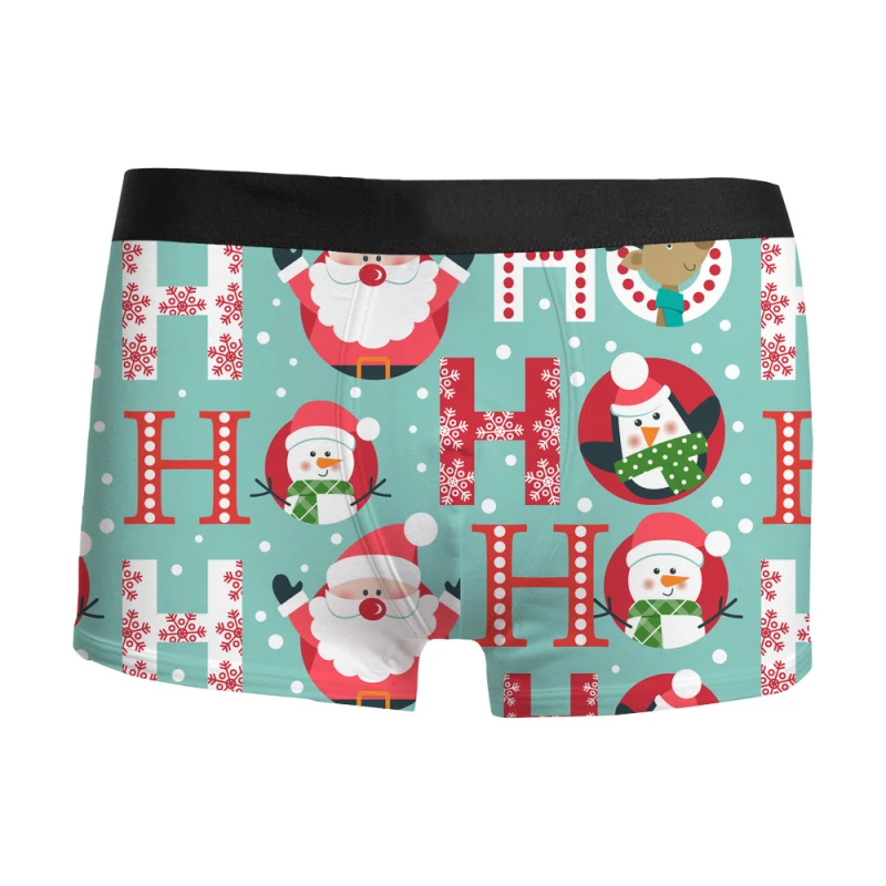 2024 new Christmas fashion men\'s underwear 3D print breathable comfort with mid-waist boxers