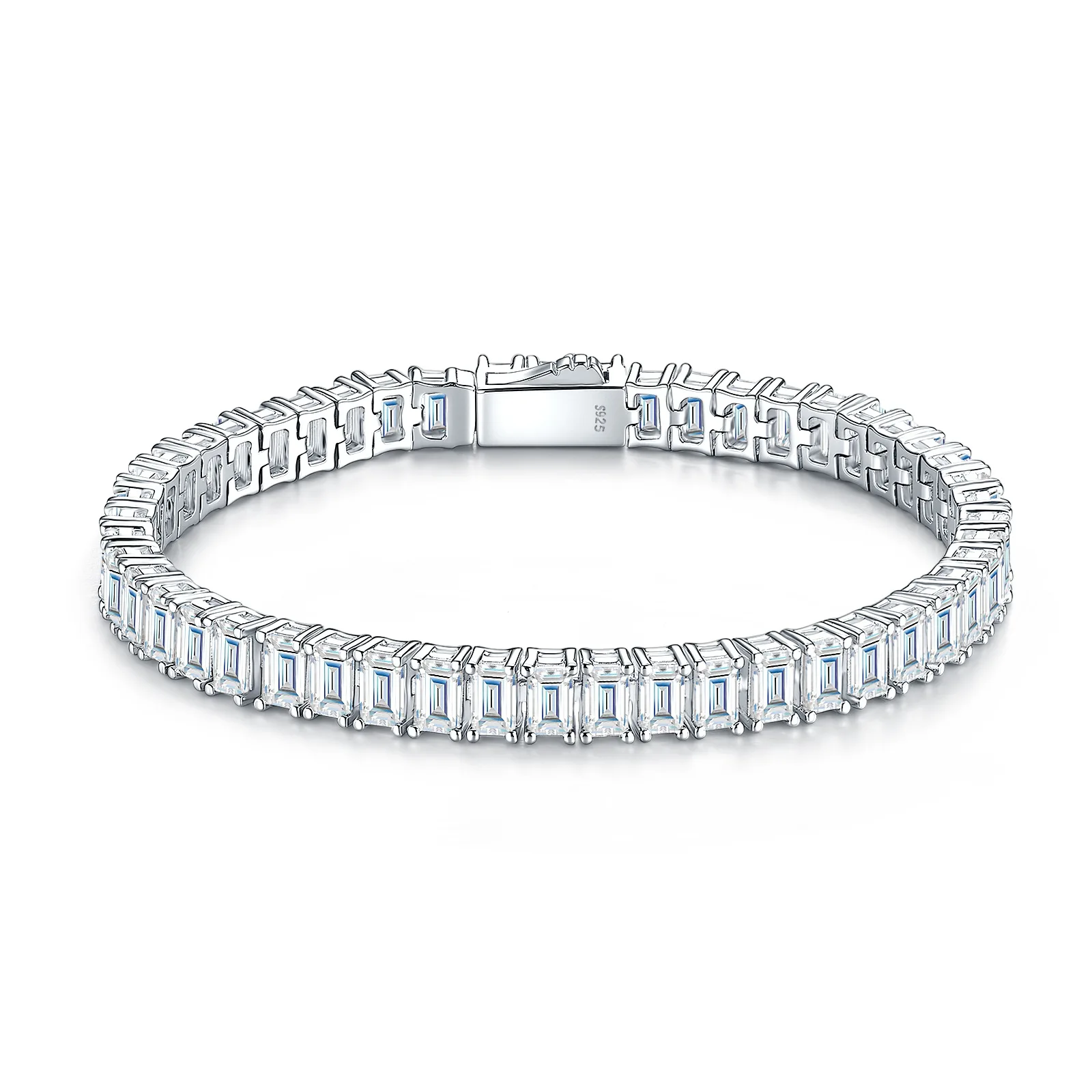 

Stackable Moissanite Tennis Bracelet S925 Silver Baguette Cut, Light Luxury Shiny Daily Fashion Jewelry Gift for Women Ladies