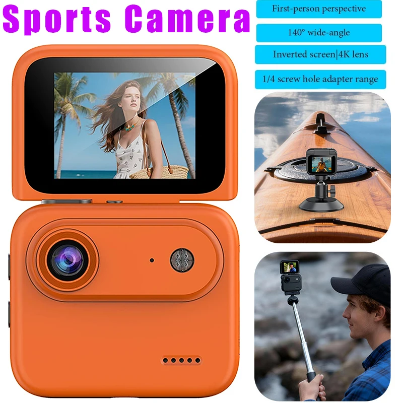 手ブレ補正機能付きフリップスクリーン搭載アクションカメラ-4k-ultra-hd録画-vlog対応-画像安定化-広角レンズ-サイクリングカメラ