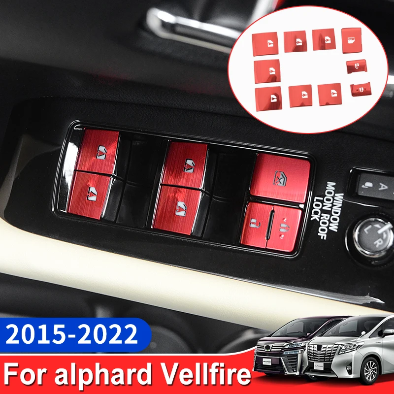 

Fit for Toyota Alphard Vellfire 30 2015-2022 Upgraded Window Glass Lifting Button Switch Sticker Modification Accessories