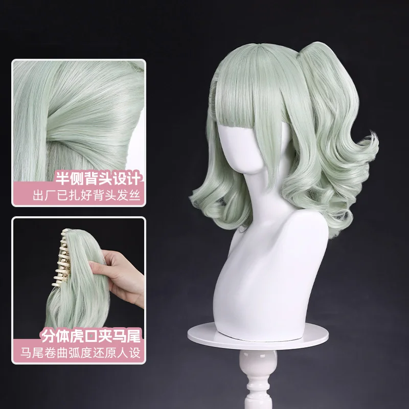 Zenless zona zero peruca cosplay quimera the seraph virtual ídolo cosplay resistente ao calor luz verde cabelo para mulher festa de halloween