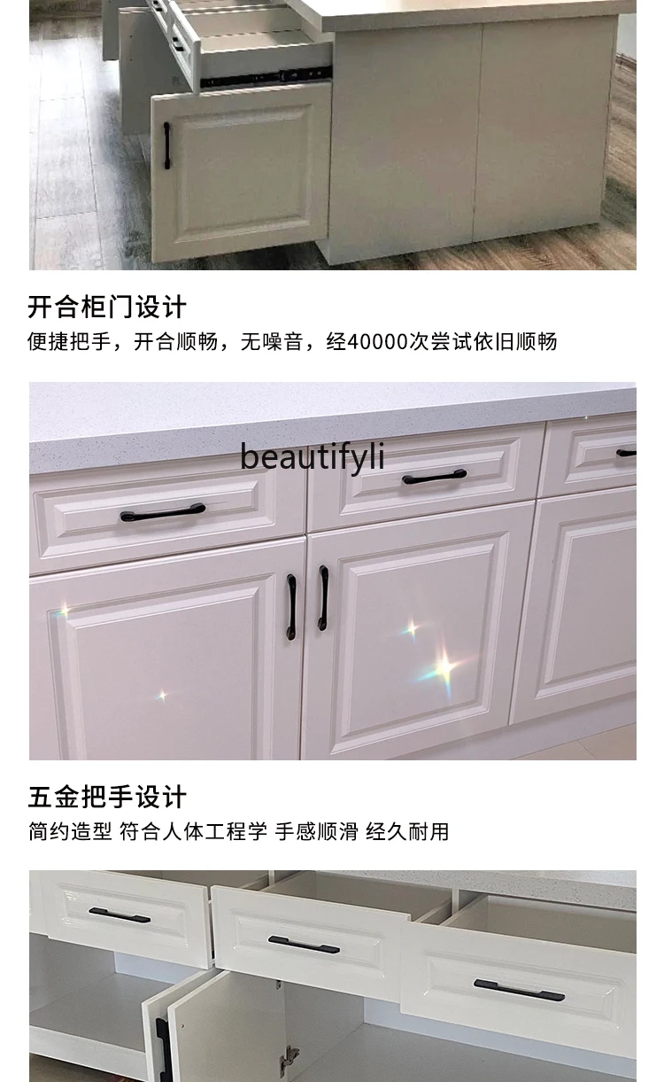 Private Baking Studio Console Middle Island Table Side Cabinet Solid Wood Marble Quartz Stone Workbench Dessert