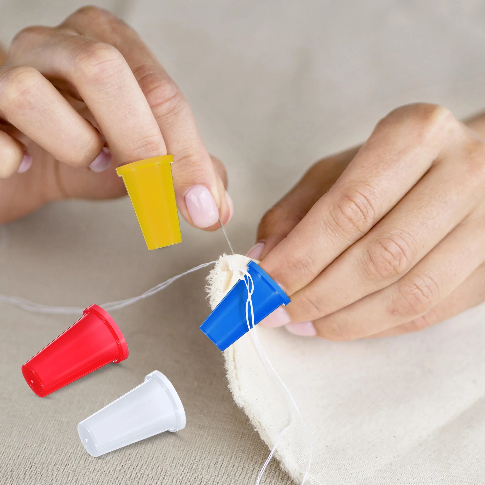 

20Pcs Colorful Thimbles Plastic Finger Protectors for Quilting Sewing Needlework Craft Safety Pin Shield Portable DIY Tool