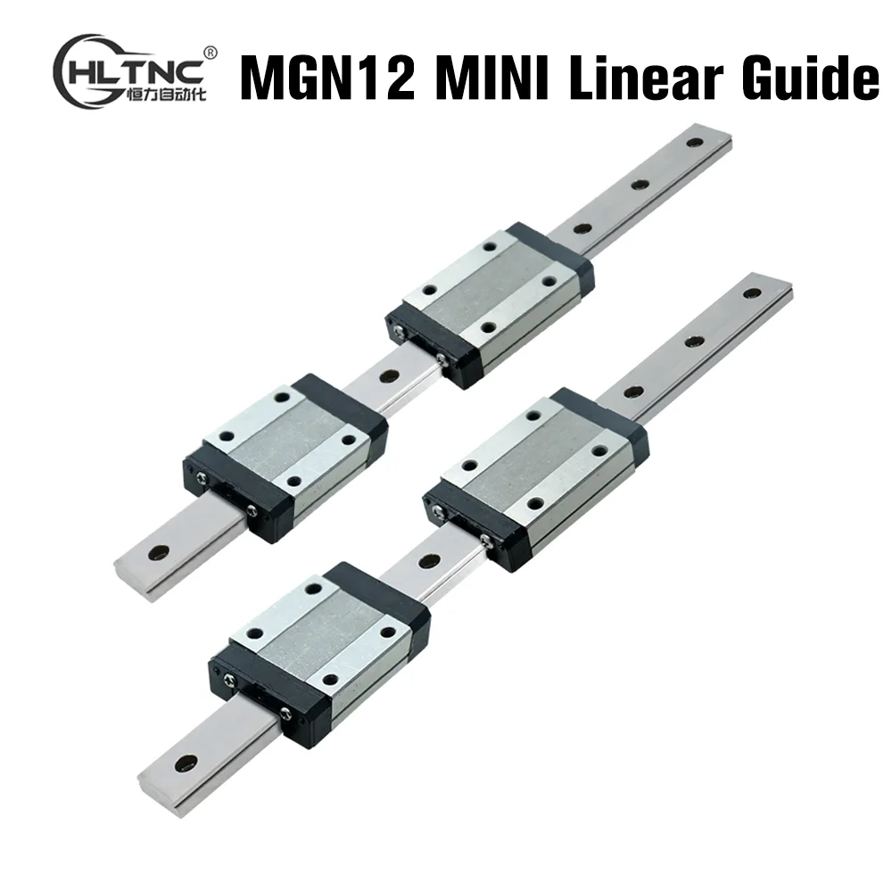 HLTNC MGN12 100 150 200 250 300 350 400 450 500mm 12mm Mini Linear Guide Rail With Slider Carriage MGN12C MGN12H For 3D Printer