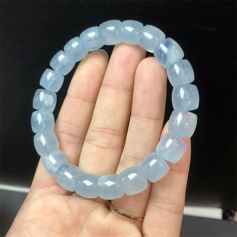 

10MM Natural Aquamarine Bucket Bead Bracelet Wealth Beads Crystal Quartz Fashion Jewelry Gift For Women 1pcs