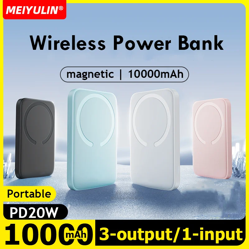 

10000mAh Magnetic Power Bank Wireless Portable Fast Charger For Macsafe Powerbank PD20W External Spare Battery For iPhone Xiaomi