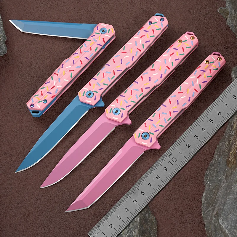 

Portable Pocket Camping Outdoor Folding Knife D2 Blade 3D Print Steel Handle Hunting Survival Tactica Utility Knives EDC Tools