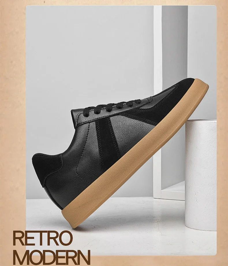 Men's Invisible Height Increasing Shoes 6/8cm German Training Shoes Breathable Genuine Leather Retro Casual Sports Shoes