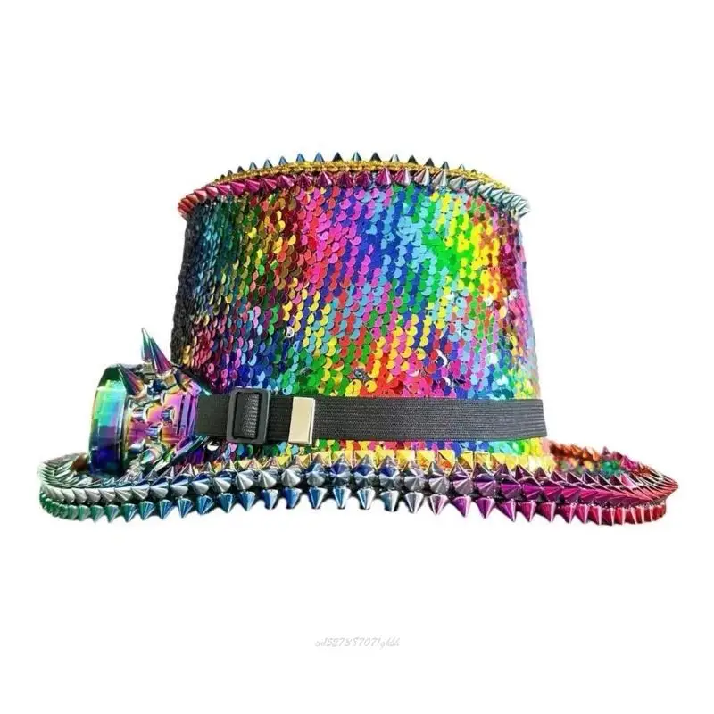 

X5XA Красочная шляпа с заклепками и очками Капитанская шляпа Свадебная шапка для душа для официального мероприятия