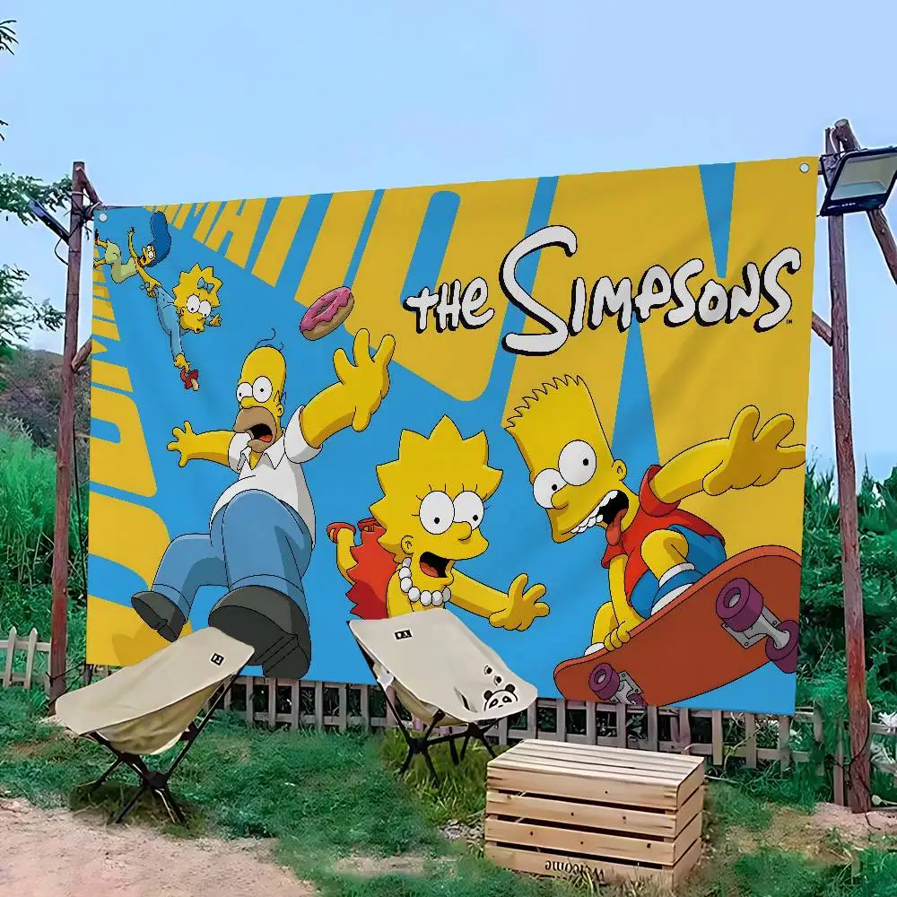 Cartoon T-The S-Simpsons Cartoon Flag Art Science Fiction Room Home Decor Wall Hanging Home Decor Banner
