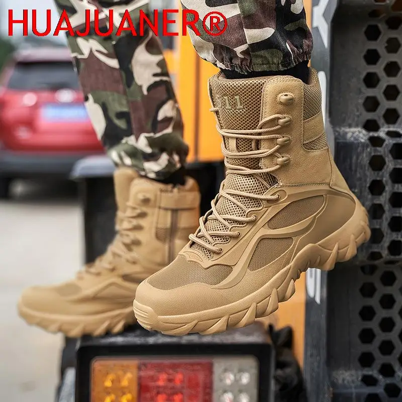Men's Boot Combat Mens Ankle Boot Tactical Big Size 39-48 Army Boot Male Shoes Work Safety Shoes Motocycle Boots