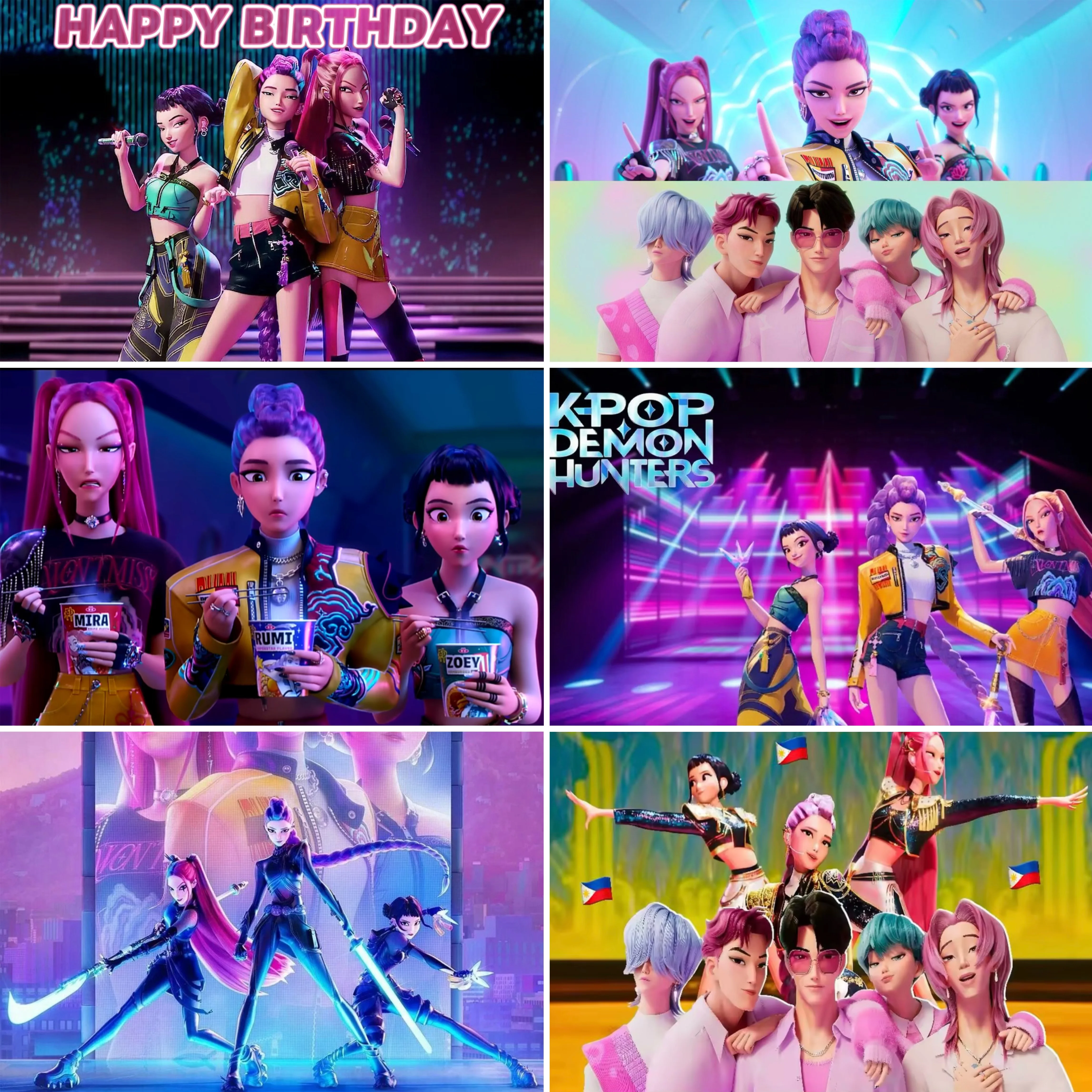 

KPop Girl Demoned Hunters Adult Birthday Party Decoration Backdrop Girl Cake Table Decor Backdrop Poster Baby Shower Supplies