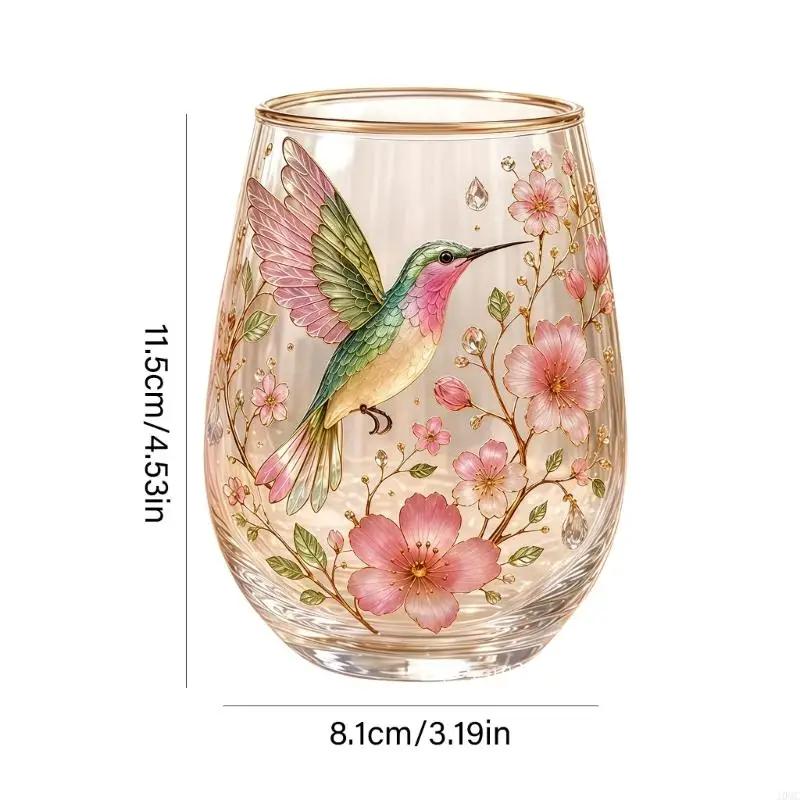 Acrylic Cup With Delicate Hummingbird Detail Multifunctional Beverage Drinkware for Kitchen Or Office J0MC
