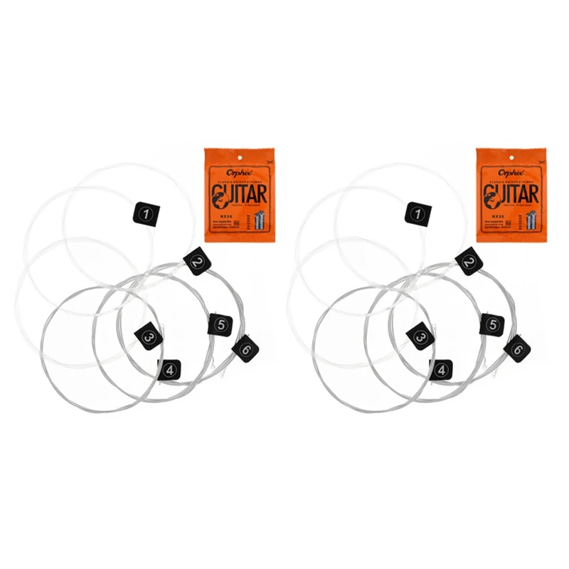 Orphee 12Pcs Guitar Strings Conventional Classical Guitar String Series E/B/G/D/A/E Use Nylon Wire Feel Moderate NX-35